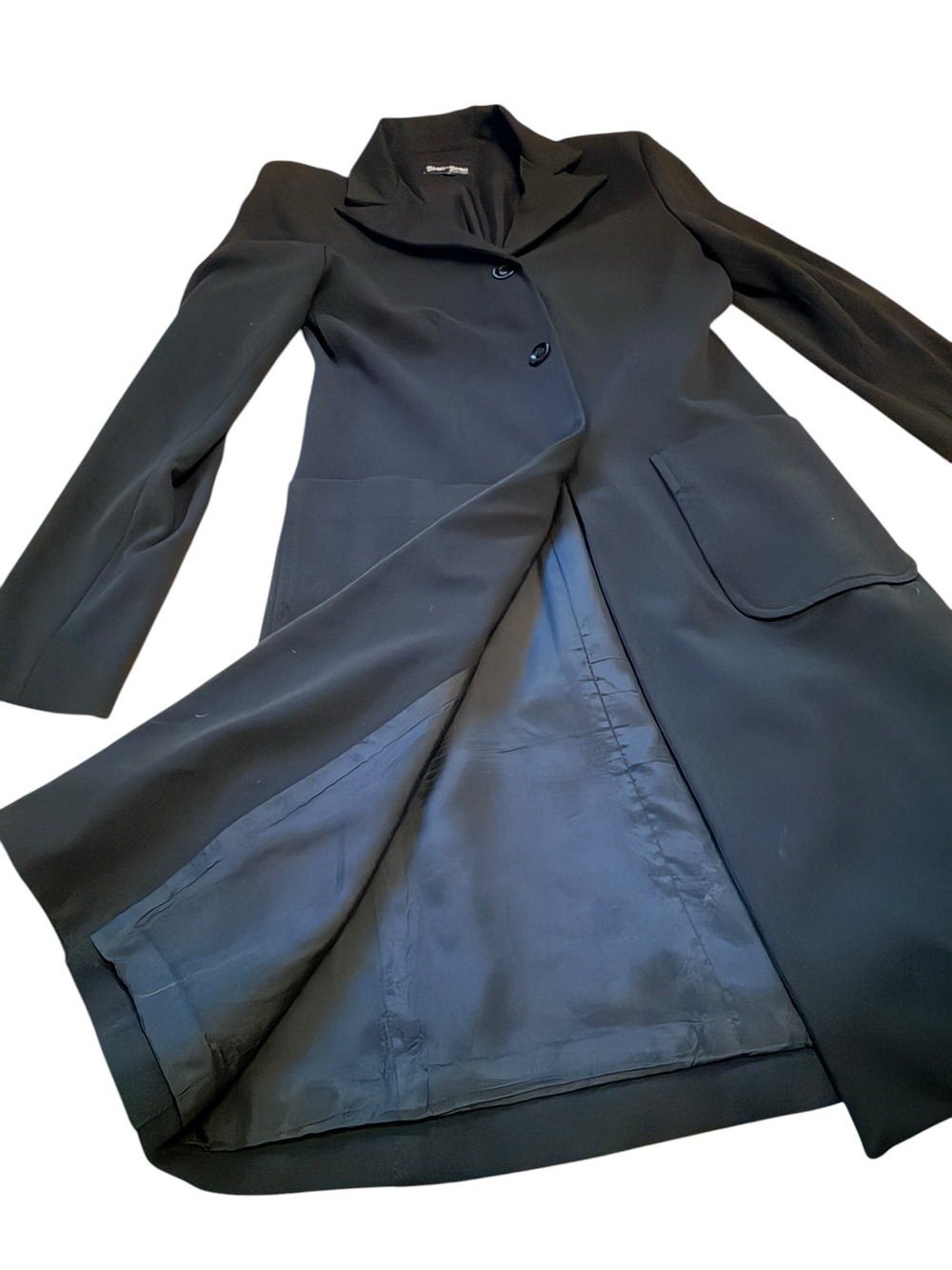Bisou Bisou Long Black Single-Breasted Blazer/Coat - Picture 7 of 12